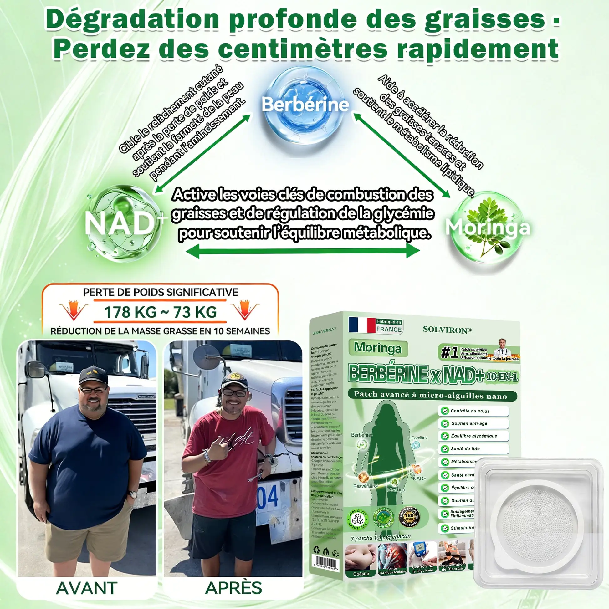 MARQUE
OFFICIELLE
𝐒𝐎𝐋𝐕𝐈𝐑𝐎𝐍®
Version améliorée à large couverture
Patch avancé nano
à micro-aiguilles 10-en-1